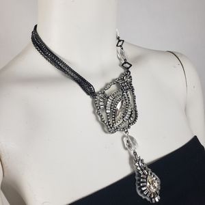 Erickson Beamon Rocks Necklace Crystal Gun Metal